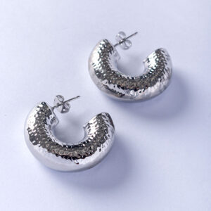 Aretes Chunky Texturizado Silver